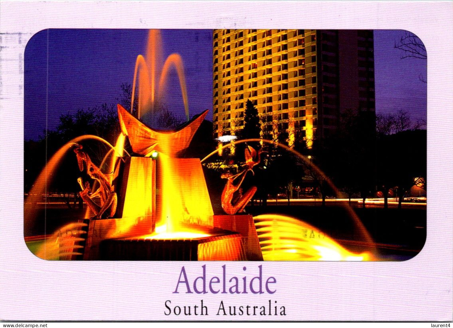 11-12-2023 (1 W 51) Australia - SA - City Of Adelaide Fountain At Night (posted With Roses Stamp) - Adelaide