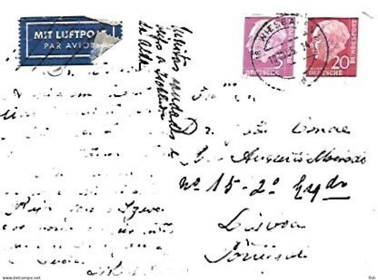 Germany & Marcofilia, To Identify, Wiesbaden To Lisboa 1955 (8797) - Saluti Da.../ Gruss Aus...