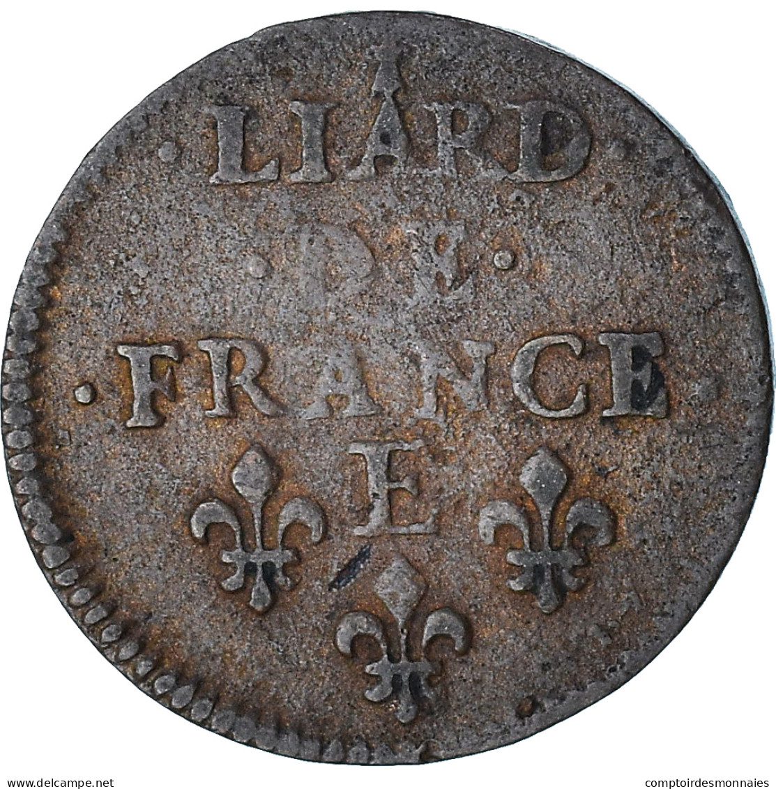 France, Louis XIII, Liard De France, 1657, Meung-sur-Loire, TB+, Cuivre, C2G:90 - 1610-1643 Louis XIII Le Juste