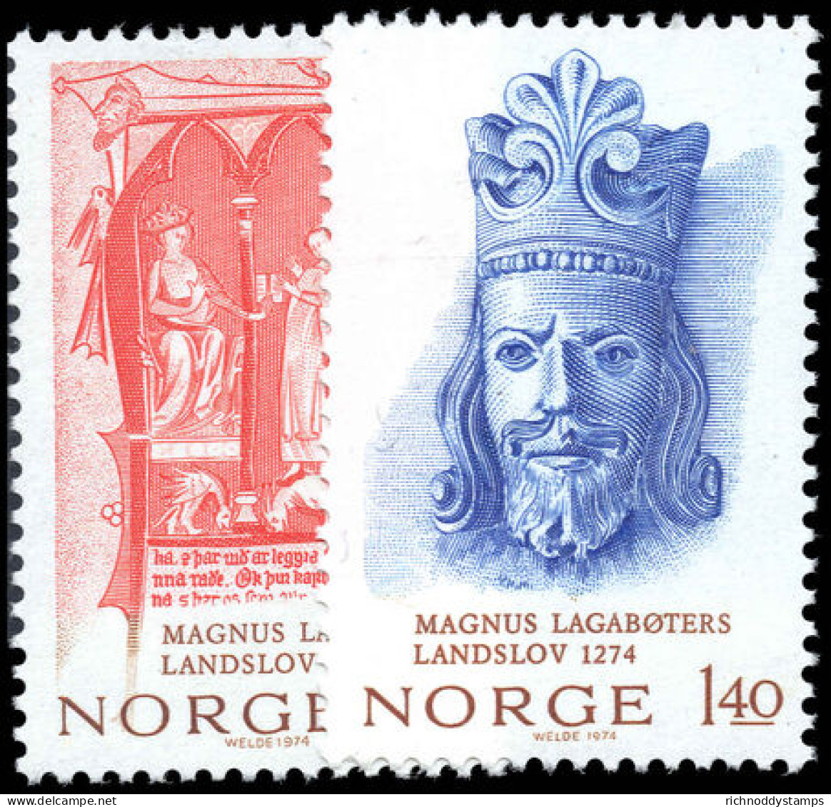 Norway 1974 700th Anniversary Of King Magnus Lagaboter National Legislation Unmounted Mint. - Neufs