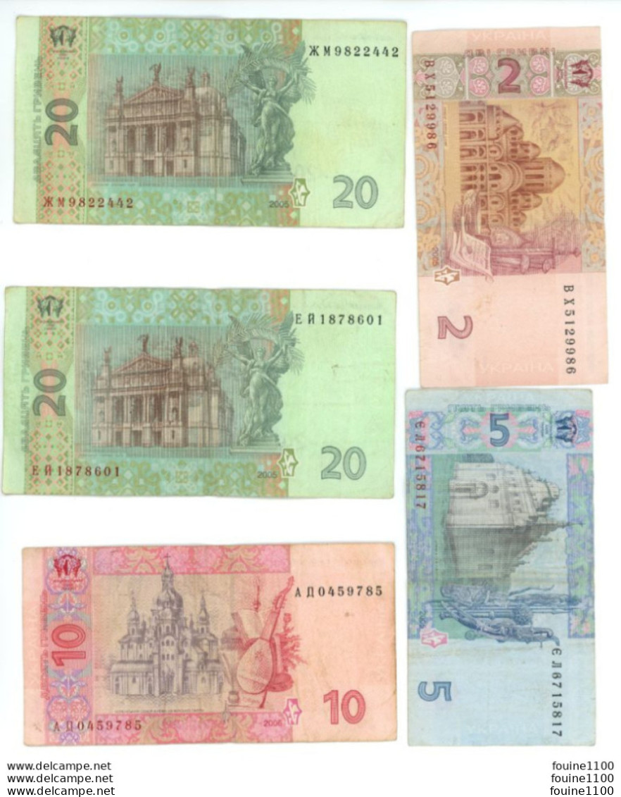 Lot De 5 Billets Billet Ukraine ( état D'usage ) - Ucraina