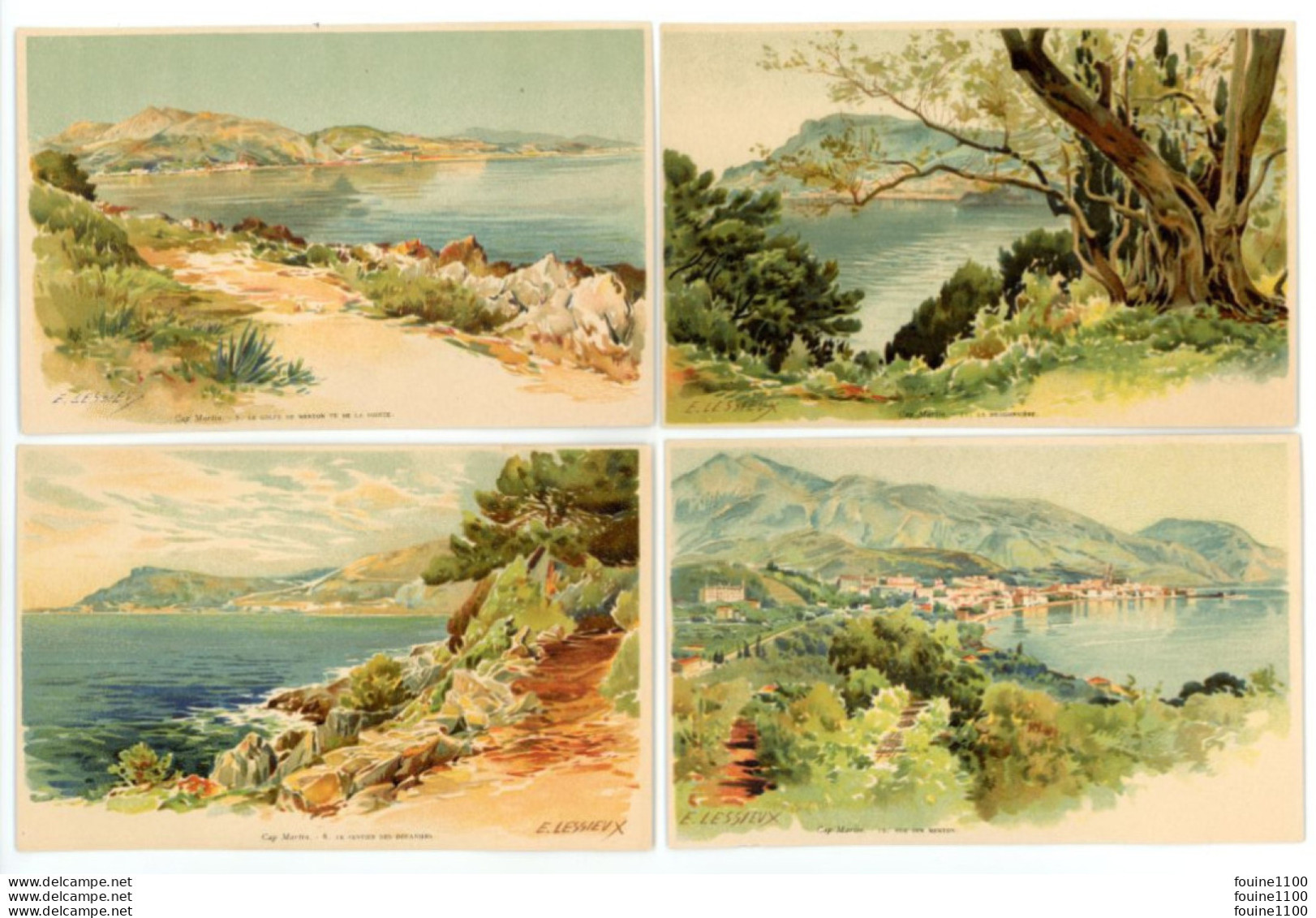 LOT De 7 Cartes Illustrateur E. LESSIEUX  ( LE CAP MARTIN 06 ALPES MARITIMES ) - Lessieux