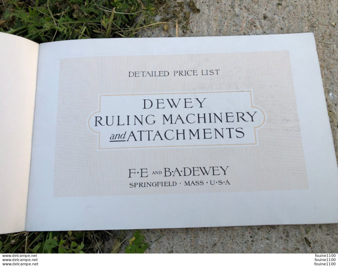 Catalogue DEWEY Ruling Machinery And Attachments Factory PLAINFIELD ST SPRINGFIELD / MACHINES D'IMPRIMERIE ? PRESSES ? - Sin Clasificación