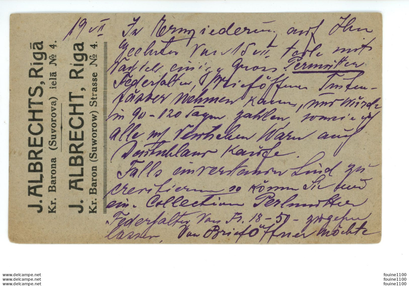 RIGA - J. ALBRECHTS Kr. Barona Suvorova Iela 4 - Albrecht Baron Suworow Strasse ( Cachet RIGA LATVIJA 1927 ) - Lettonie