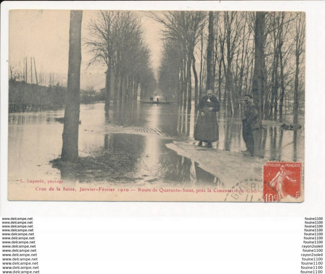 Carte Crue De La Seine Janvier Février 1910 Route De Quarante Sous Près La Cimenterie De Guerville ( Mantes La Jolie ? ) - Guerville