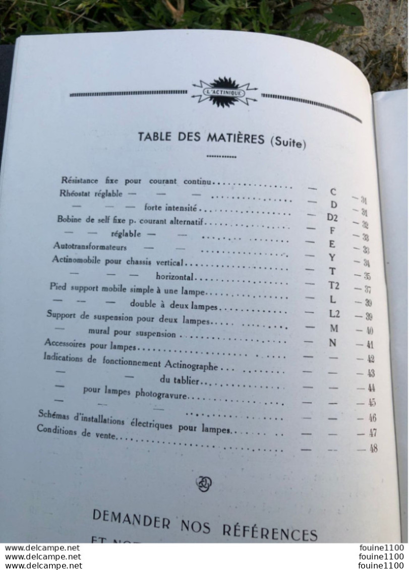 catalogue L'ACTINIQUE construction d'appareils électriques pour photographie industrielle Ets E. Chagniard à MONTROUGE