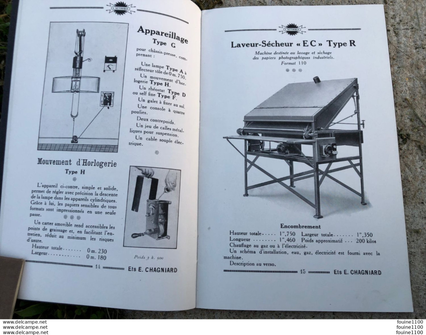 catalogue L'ACTINIQUE construction d'appareils électriques pour photographie industrielle Ets E. Chagniard à MONTROUGE