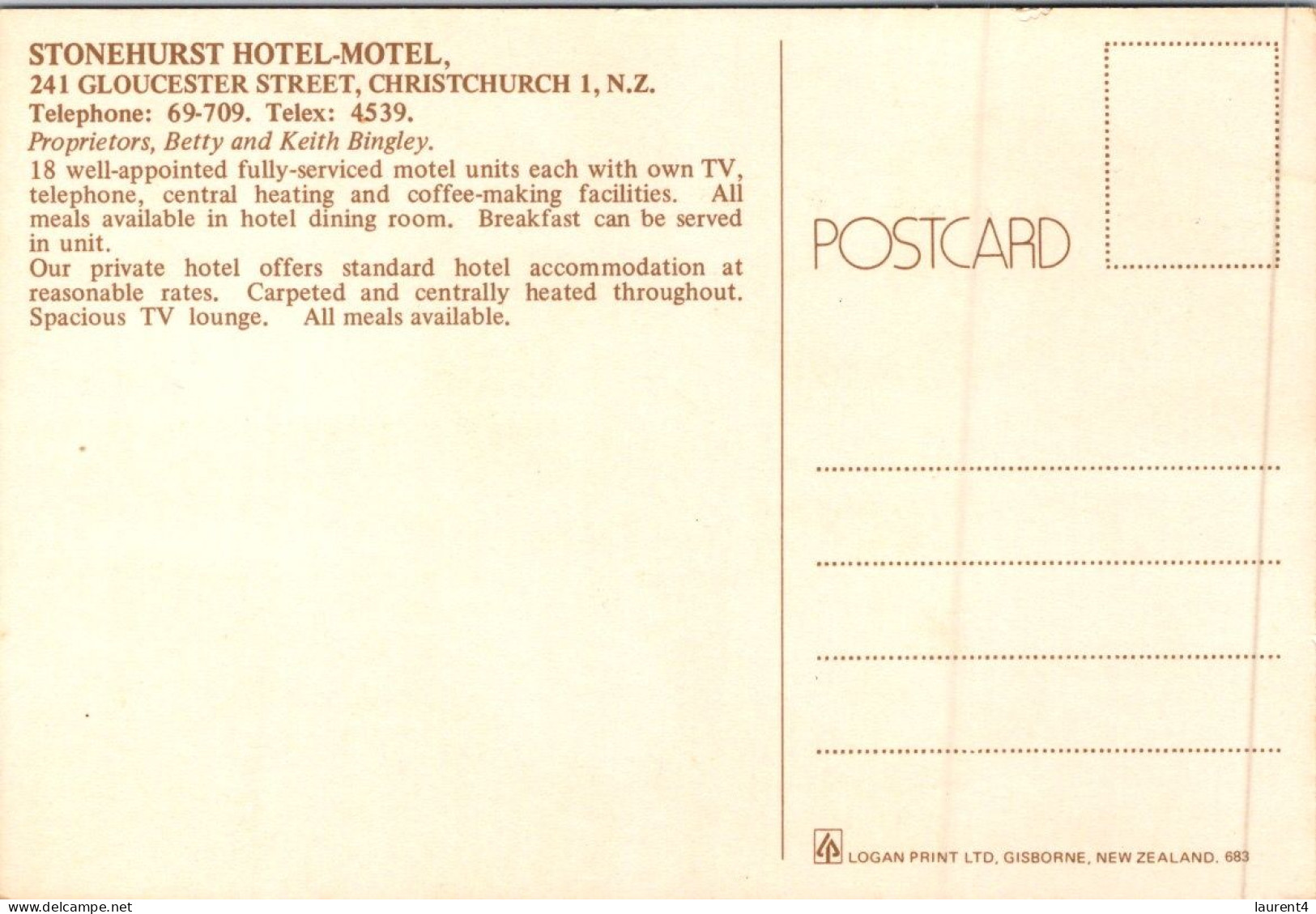 11-12-2023 (1 W 54) New Zealand Stonehurst Hotel Motel - Hotels & Restaurants