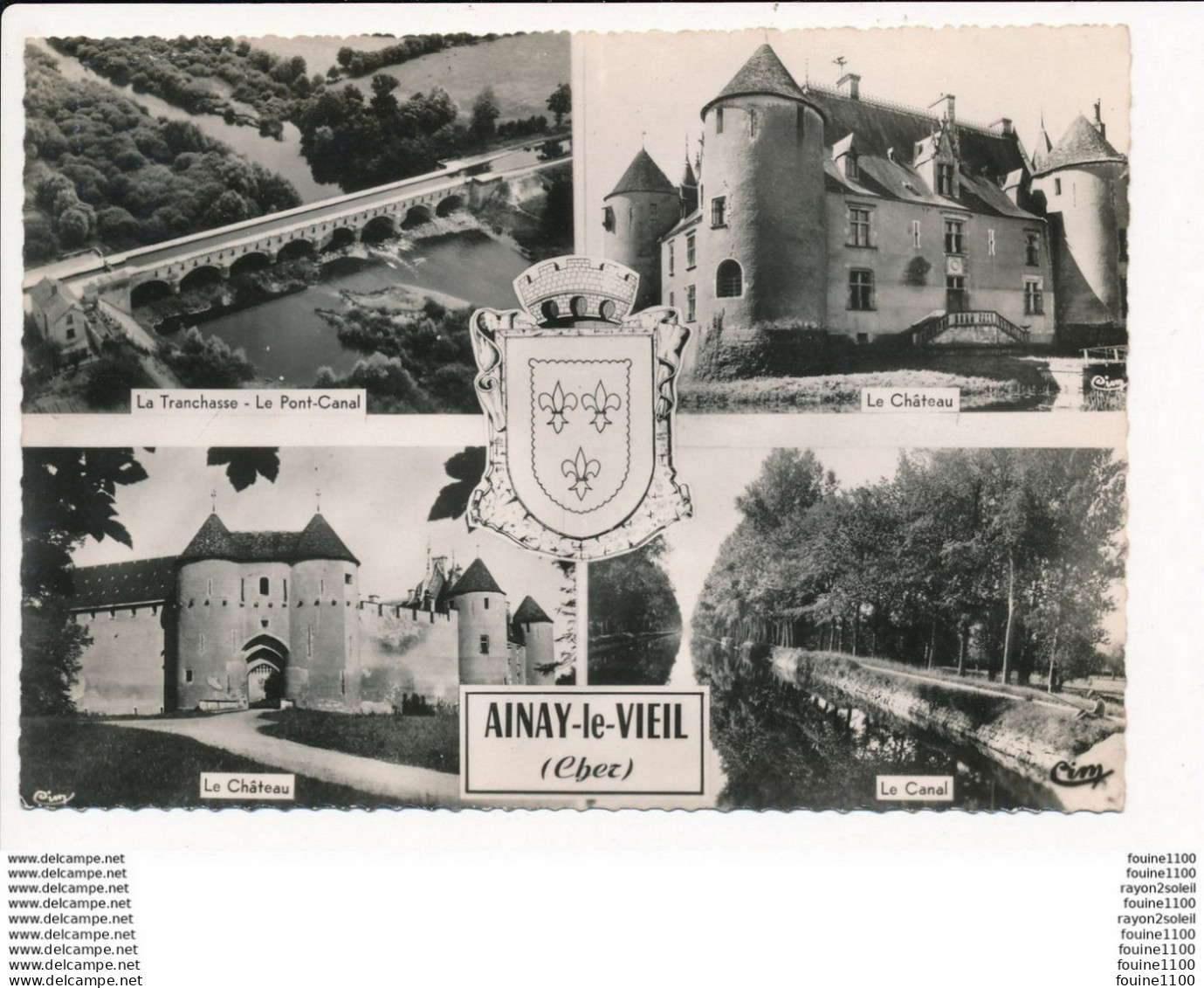 Carte ( Format 15 X 10,5 Cm ) AINAY LE VIEIL Multivues - Ainay-le-Vieil
