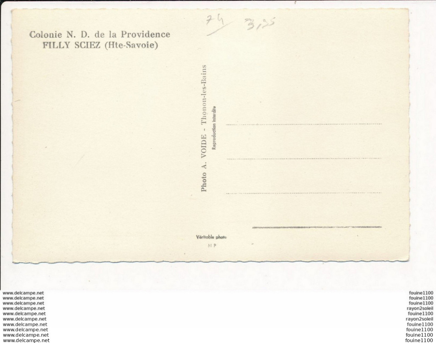 Carte De FILLY SCIEZ Colonie Notre Dame De La Providence  Format C.P.A ( Recto Verso ) - Sciez