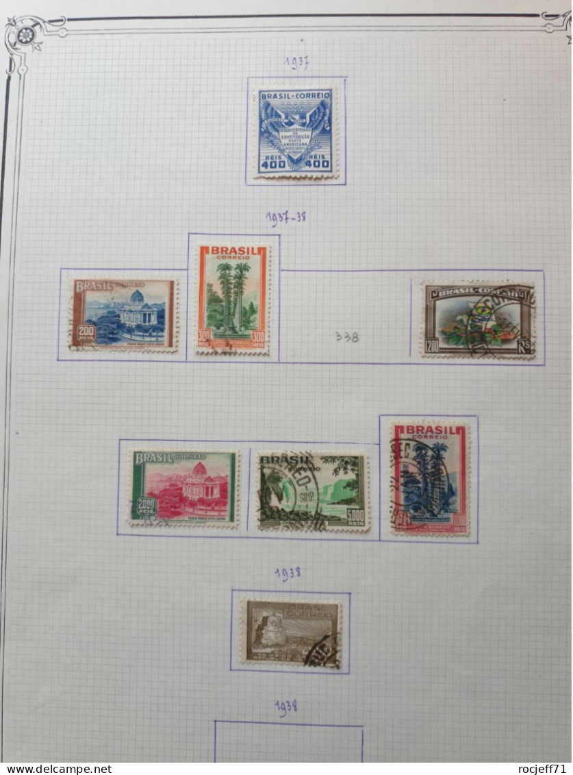 12- 23 / Brasil - Brésil - Belle collection sur feuille d'album 1900 à 1939