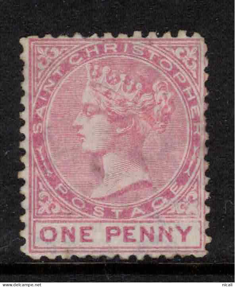 ST CHRISTOPHER 1870 1d Dull Rose QV SG 1 HM #CGW1 - St.Christopher-Nevis-Anguilla (...-1980)