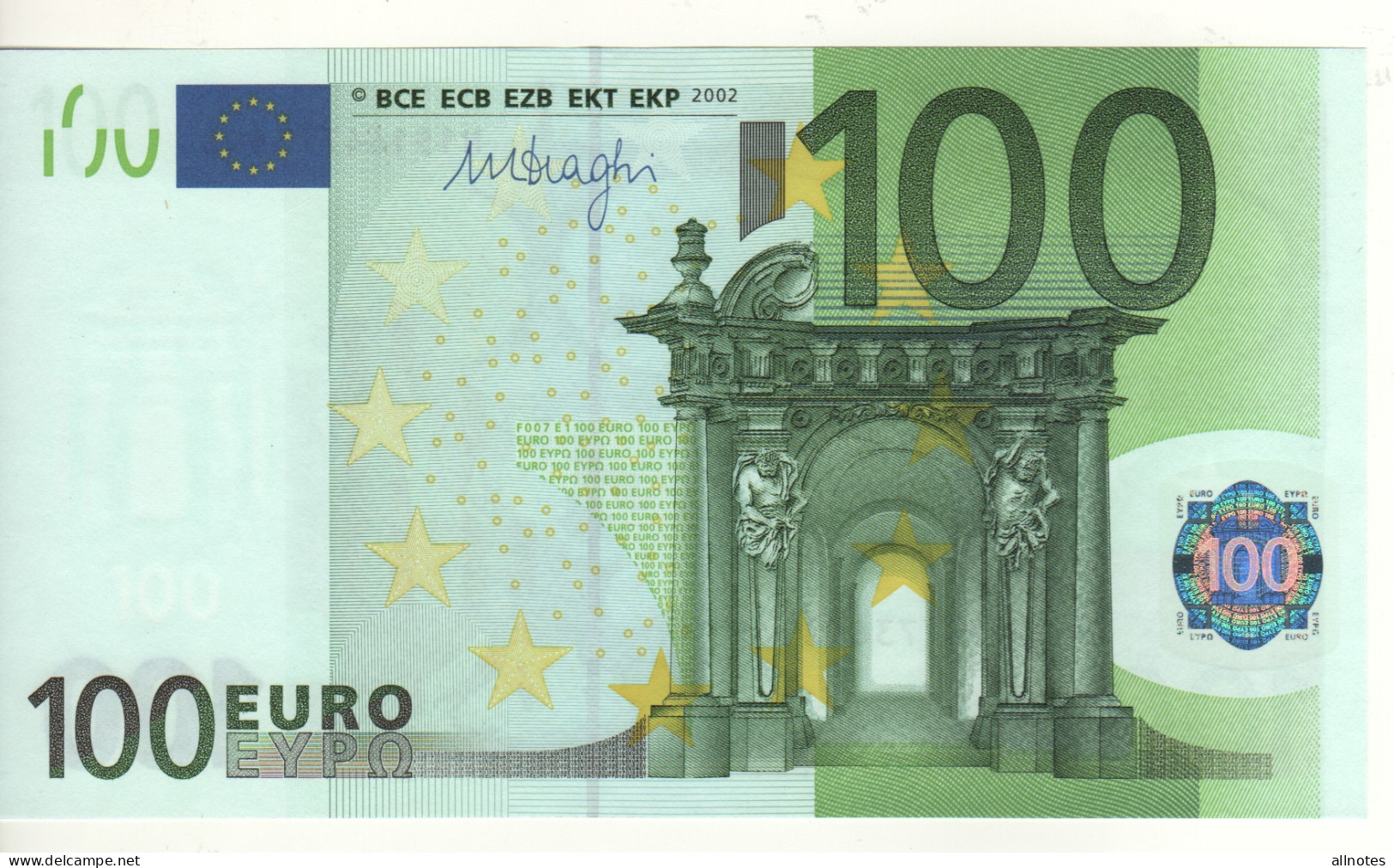 100 EURO  "N"   Austria  Firma  DRAGHI     F 007 E1  /   FDS - UNC - 100 Euro