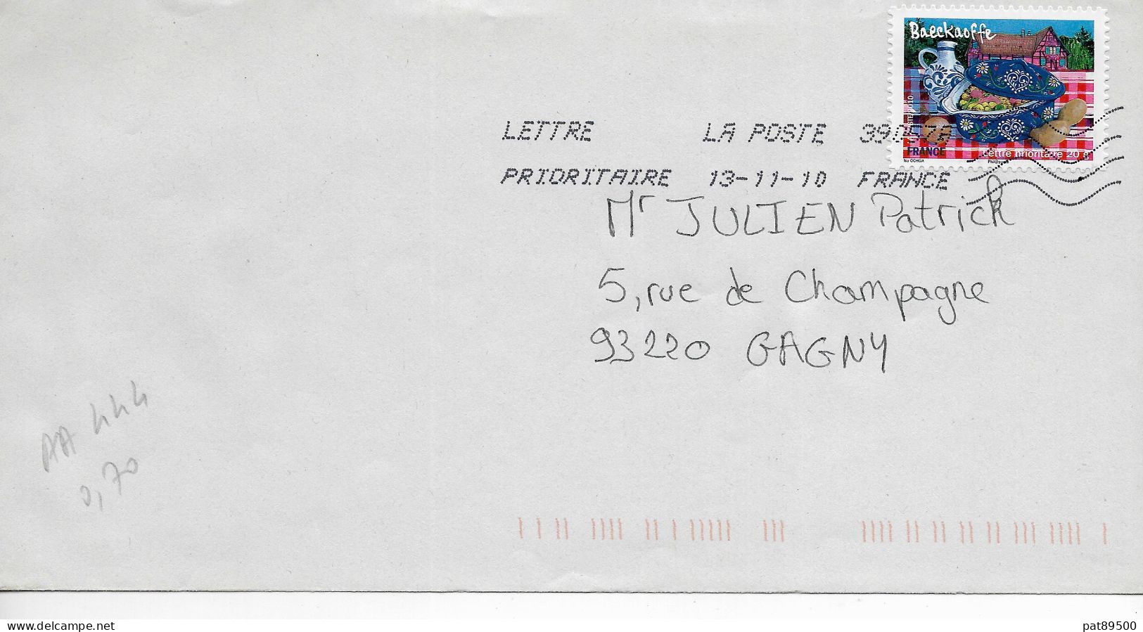 FRANCE AA 444 - 2010 - Saveurs De Nos Régions :Alsace LE BAECKAOFFE/ Enveloppe Entière OBL.en  2010 / - Lettres & Documents