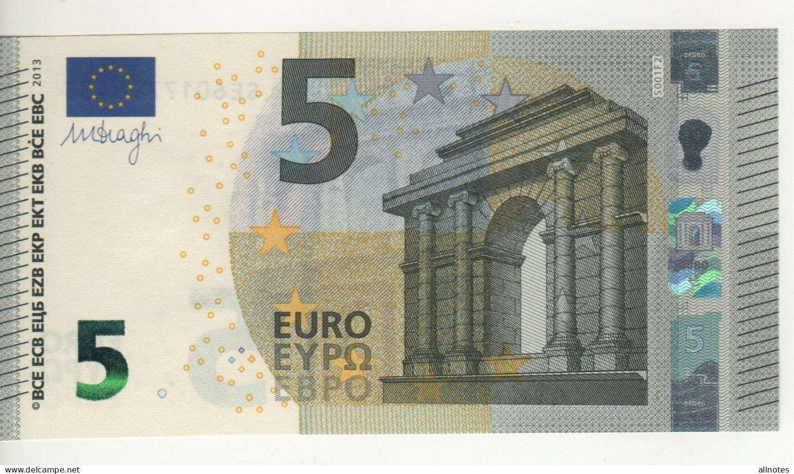 5 EURO  "Italy"     DRAGHI    S 001 F2    SE6017794435   /  FDS - UNC - 5 Euro