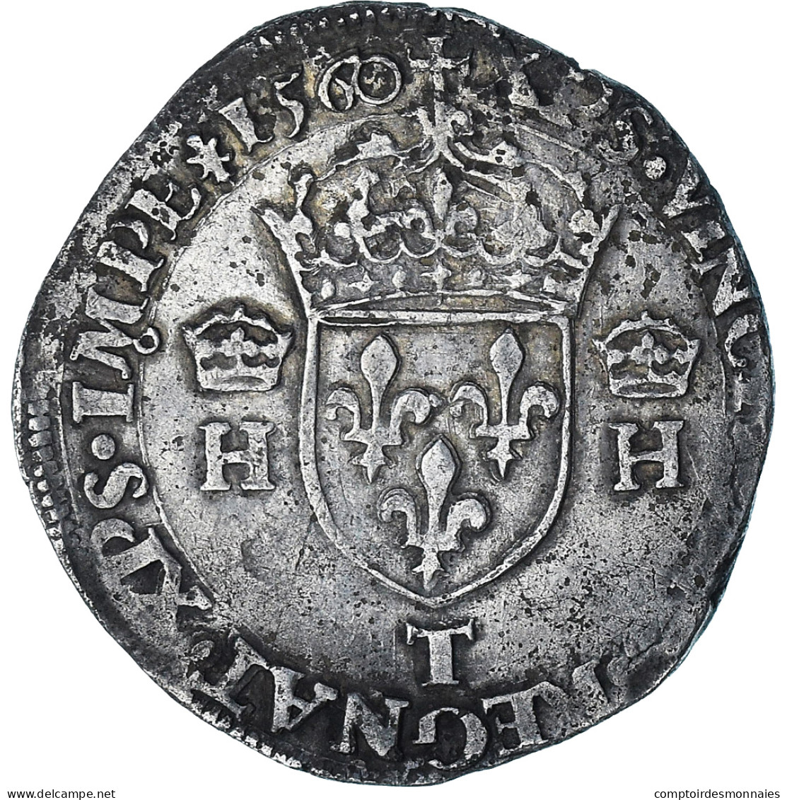 France, Henri II, Teston à La Tête Nue, 1560, Nantes, Buste A, TB+, Argent - 1547-1559 Heinrich II.