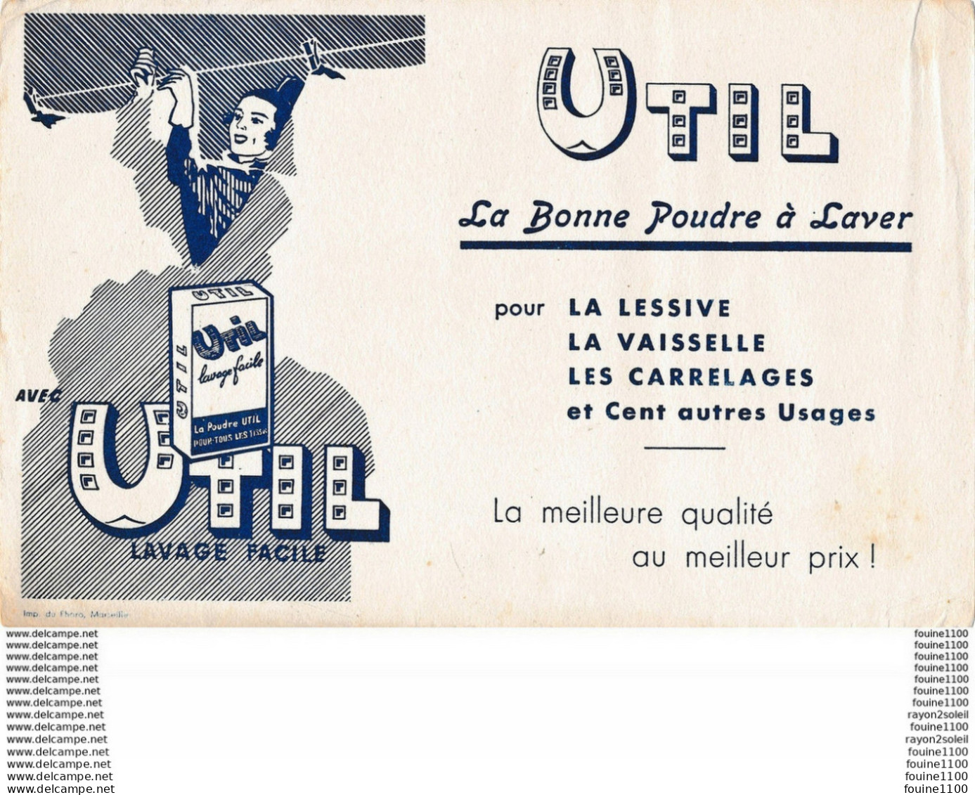 BUVARD  Lessive Produit Vaisselle UTIL  ( Recto Verso ) - Produits Ménagers