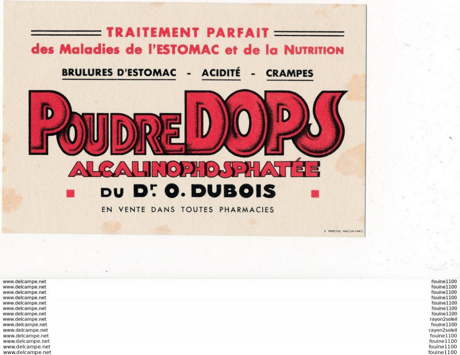 BUVARD  Poudre Dops  Du Docteur Dubois ( Médicament )  ( Recto Verso ) - Produits Pharmaceutiques