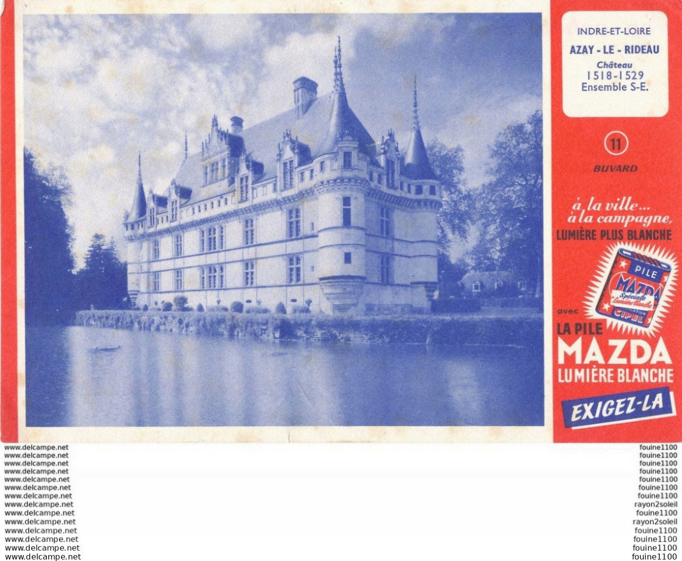 BUVARD  Pile Mazda  Château Azay Le Rideau Indre Et Loire - Batterien