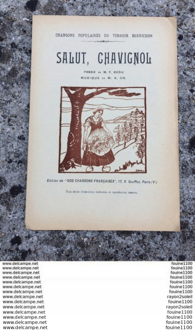 1 Page Double Partition  Chansons Populaires Du Terroir Berrichon SALUT CHAVIGNOL 18 ( Poésie BEDU ) - Libri Di Canti