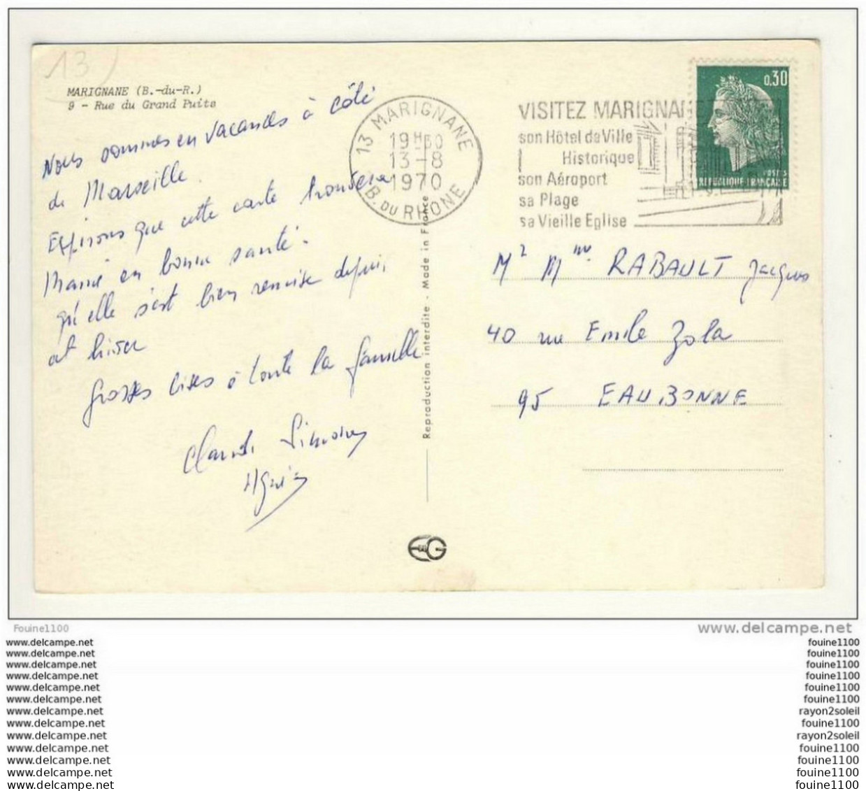 Carte ( Format 15 X 10,5 ) De Marignane - Marignane