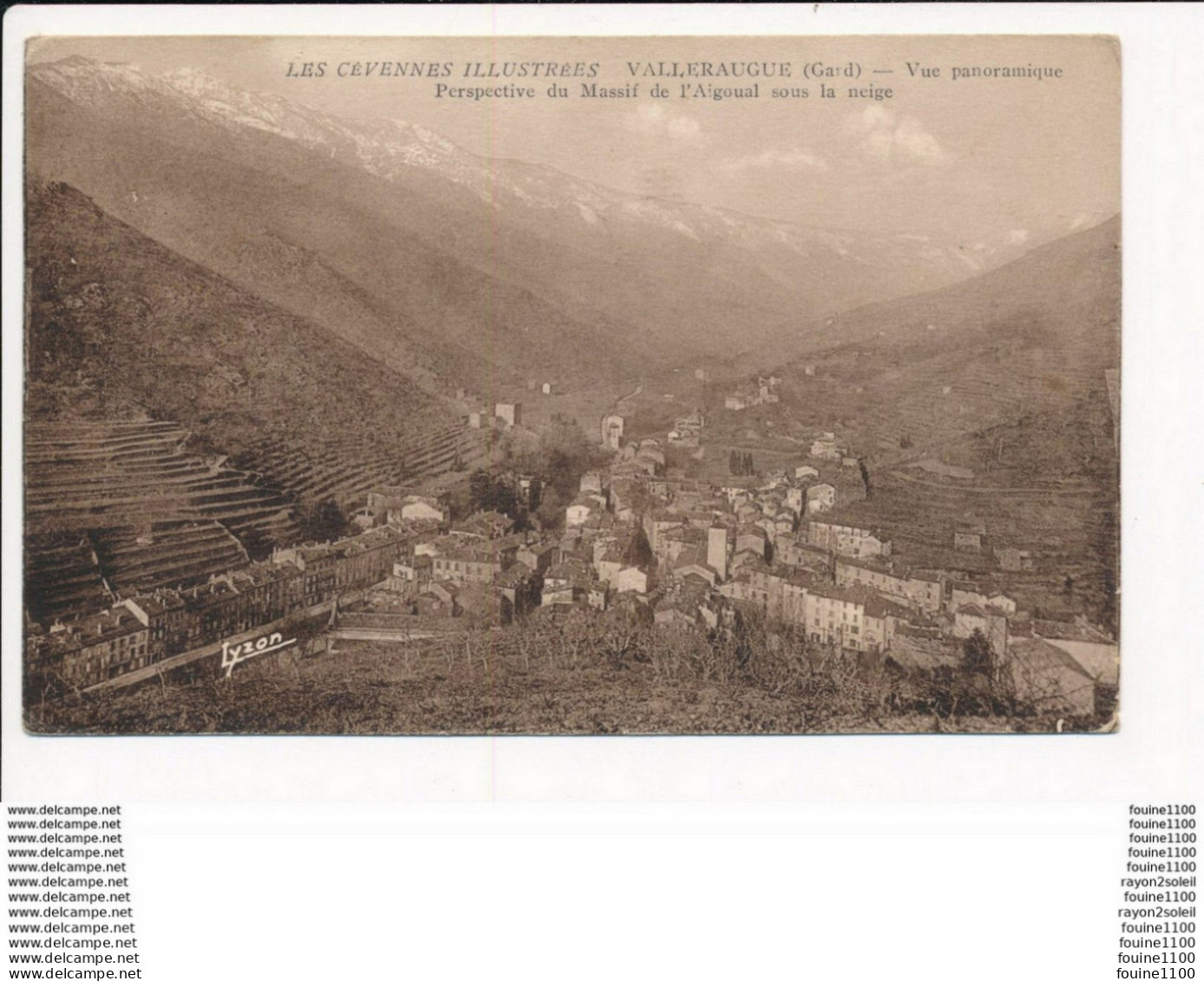 Carte De VALLERAUGUE  Perspective Du Massif De L' Aigoual Sous La Neige ( Les Cévennes Illustrées ) - Valleraugue