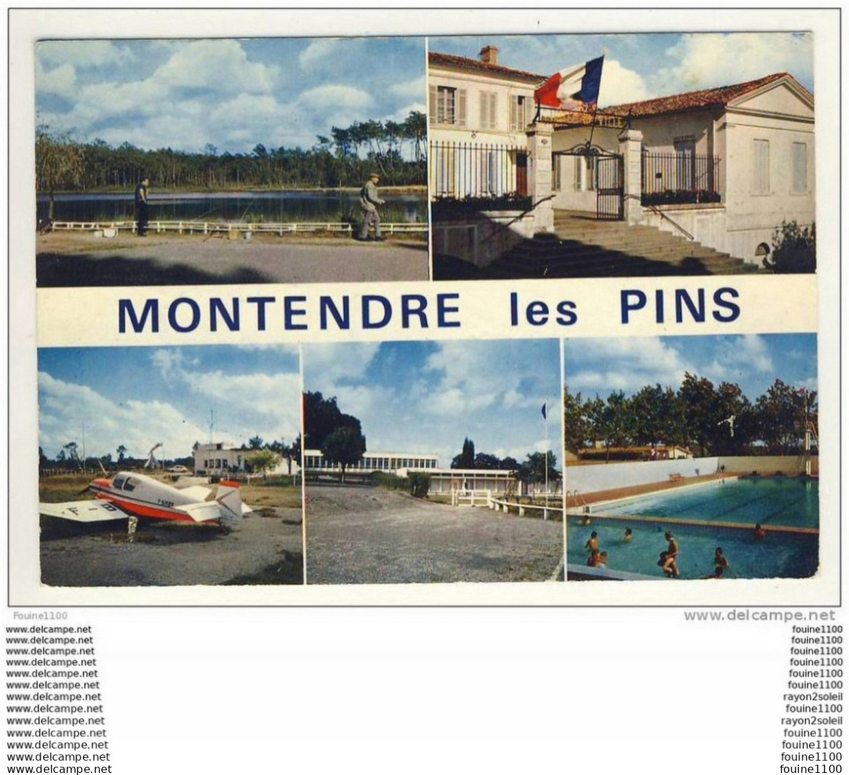 Carte Format 15 X 10,5  Montendre Les Pins ( Avion Privé Piscine Hôtel De Ville ) ( Recto Verso ) - Montendre