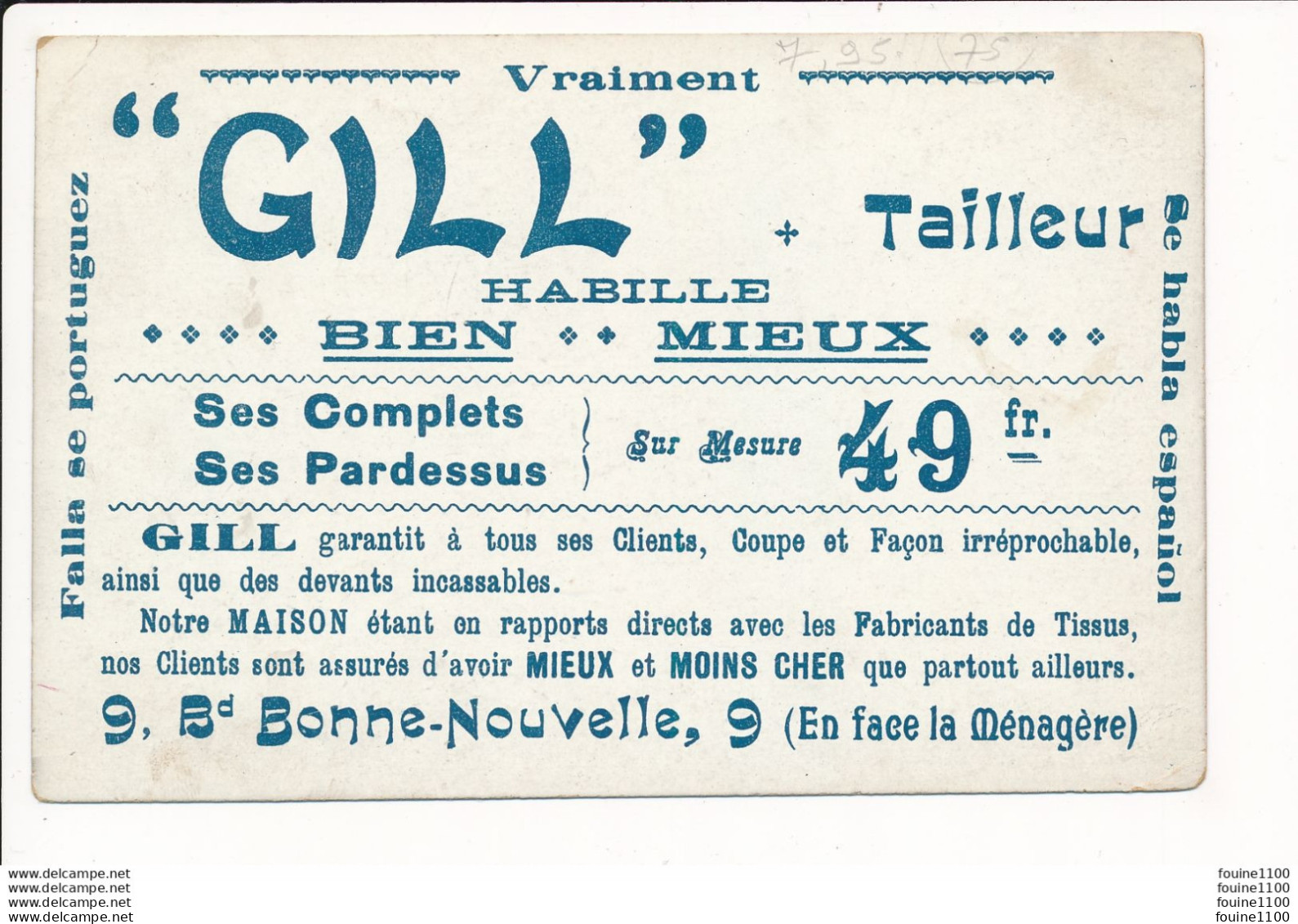 L'AEROPLANE DE LATHAM EST REMORQUE PAR LE CONTRE TORPILLEUR HARPON Au Dos Pub GILL 9 Boulevard Bonne Nouvelle à PARIS - Ongevalen