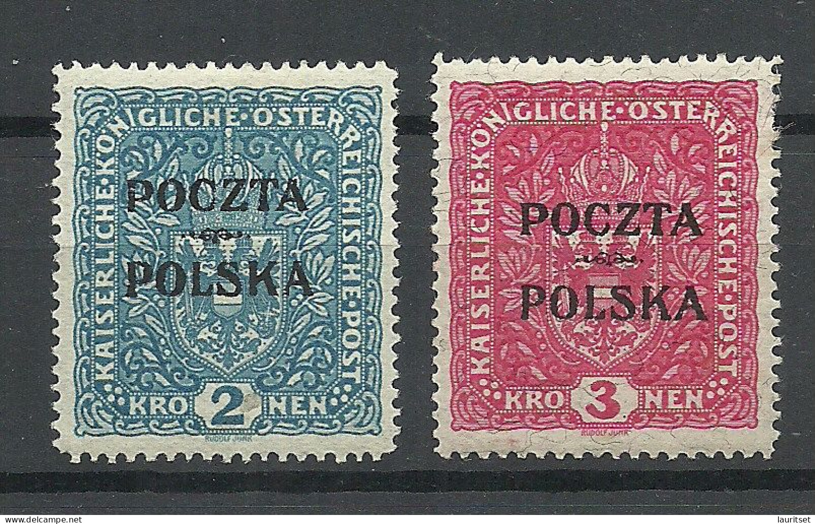 POLEN Poland 1918 Michel 44 - 45 * Freimarken Für Krakow Krakau - Unused Stamps