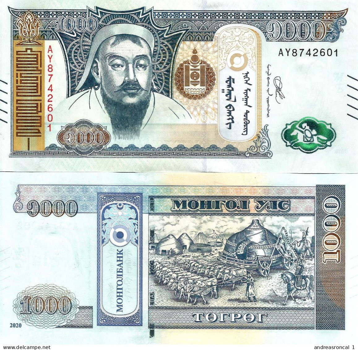 Mongolia 1000 Tögrög 2020 P-75 UNC - Mongolia