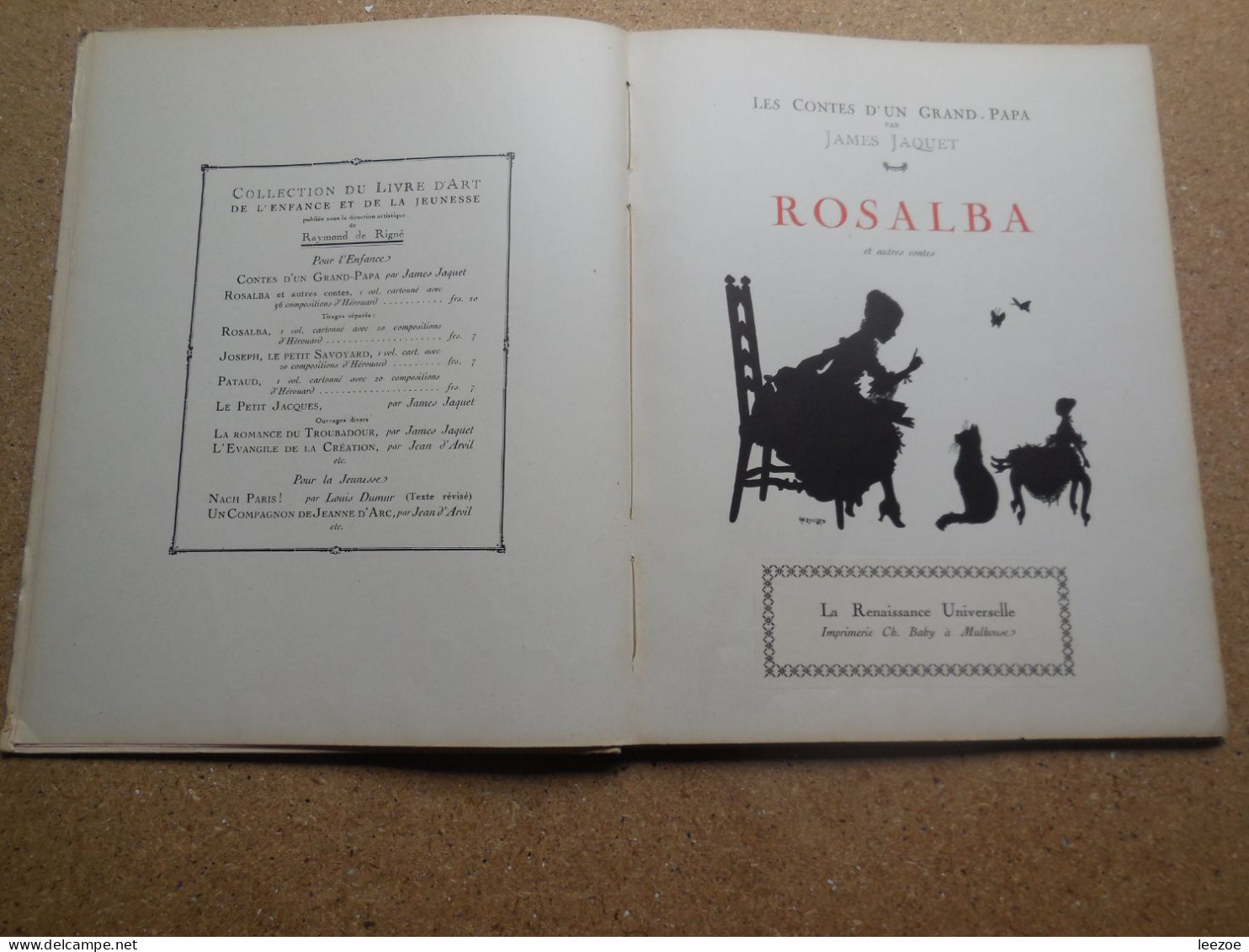 LIVRE ROSALBA ET AUTRES CONTES JAMES JAQUET..DESSINS HEROUARD..1922...ANNEE RARE.....2C