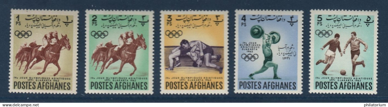 Afghanistan, N° Yv  660 à 664, Mi 660A à 664A, **, Jeux De Djakarta 1962 - Afghanistan