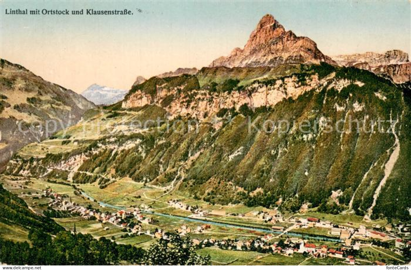 13734330 Linthal  GL Mit Ortstock Und Klausenstrasse  - Altri & Non Classificati