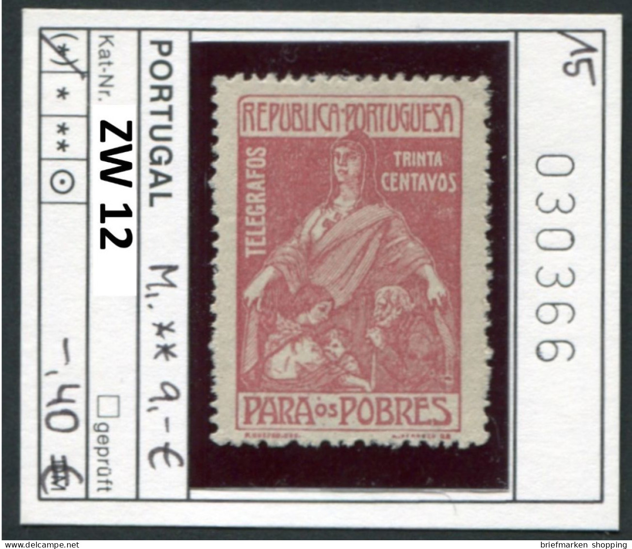 Portugal 1915 - Michel ZW 12 - (*) Ohne Gummi - Sans Gomme - No Gum - Nuevos