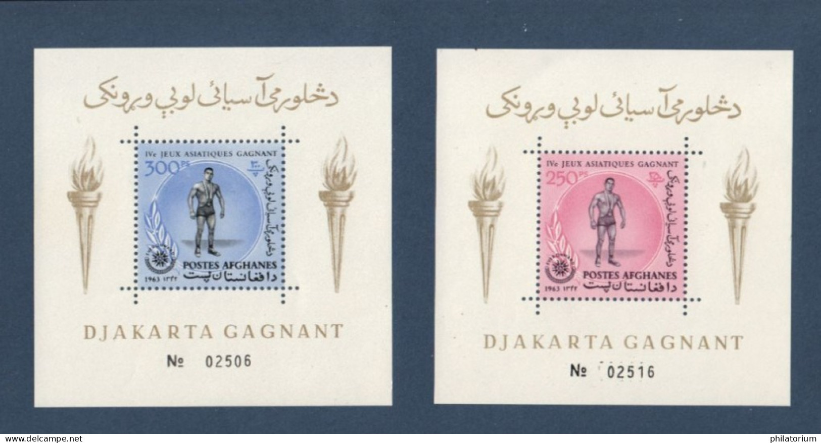 Afghanistan,  Yvert   BF, Mi BL 43A, 44A, **, Jeux Asiatique Djakarta, 1963, - Afghanistan