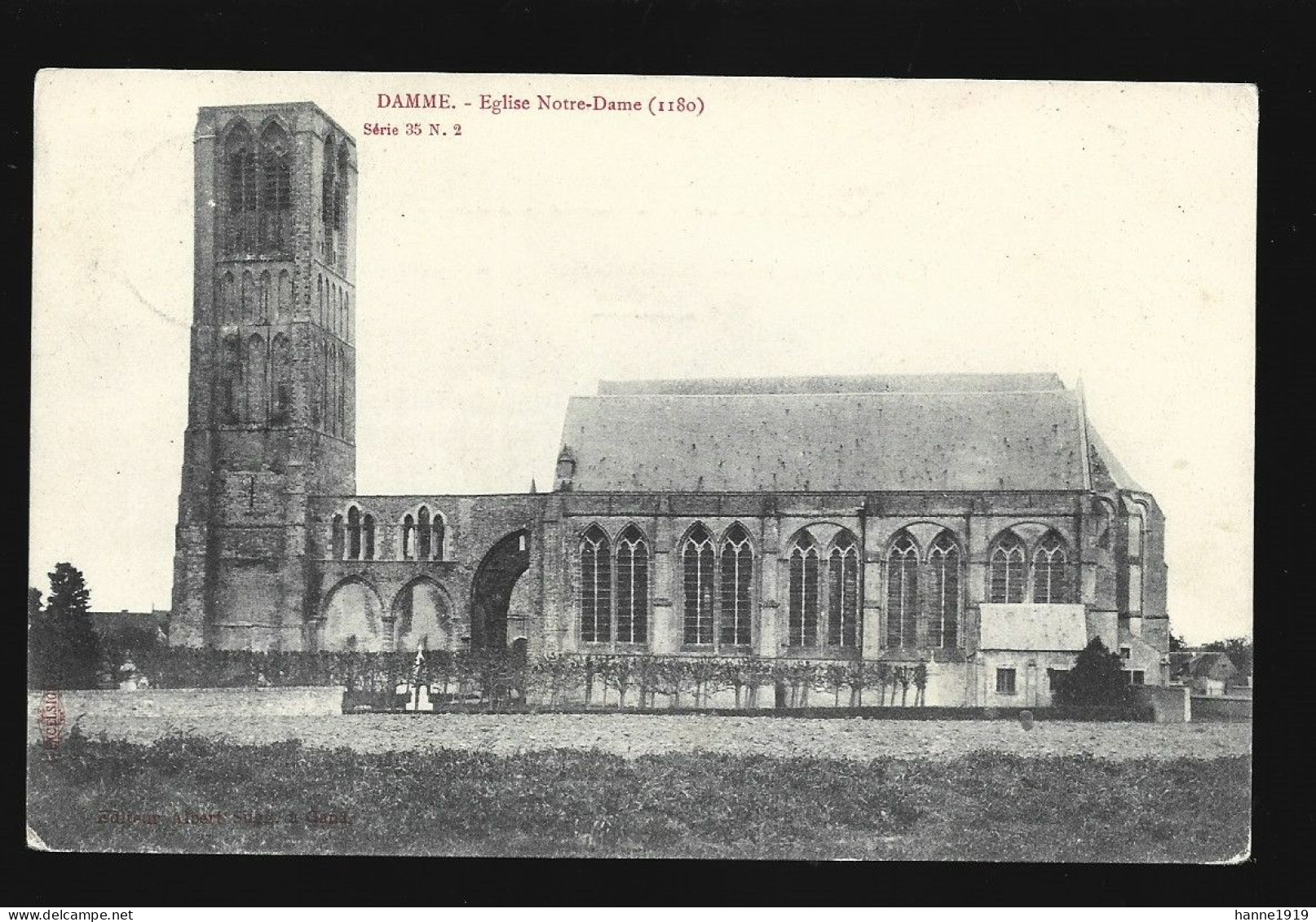 Damme Eglise Notre Dame Briefstempel 1902 Bruges Station Htje - Damme