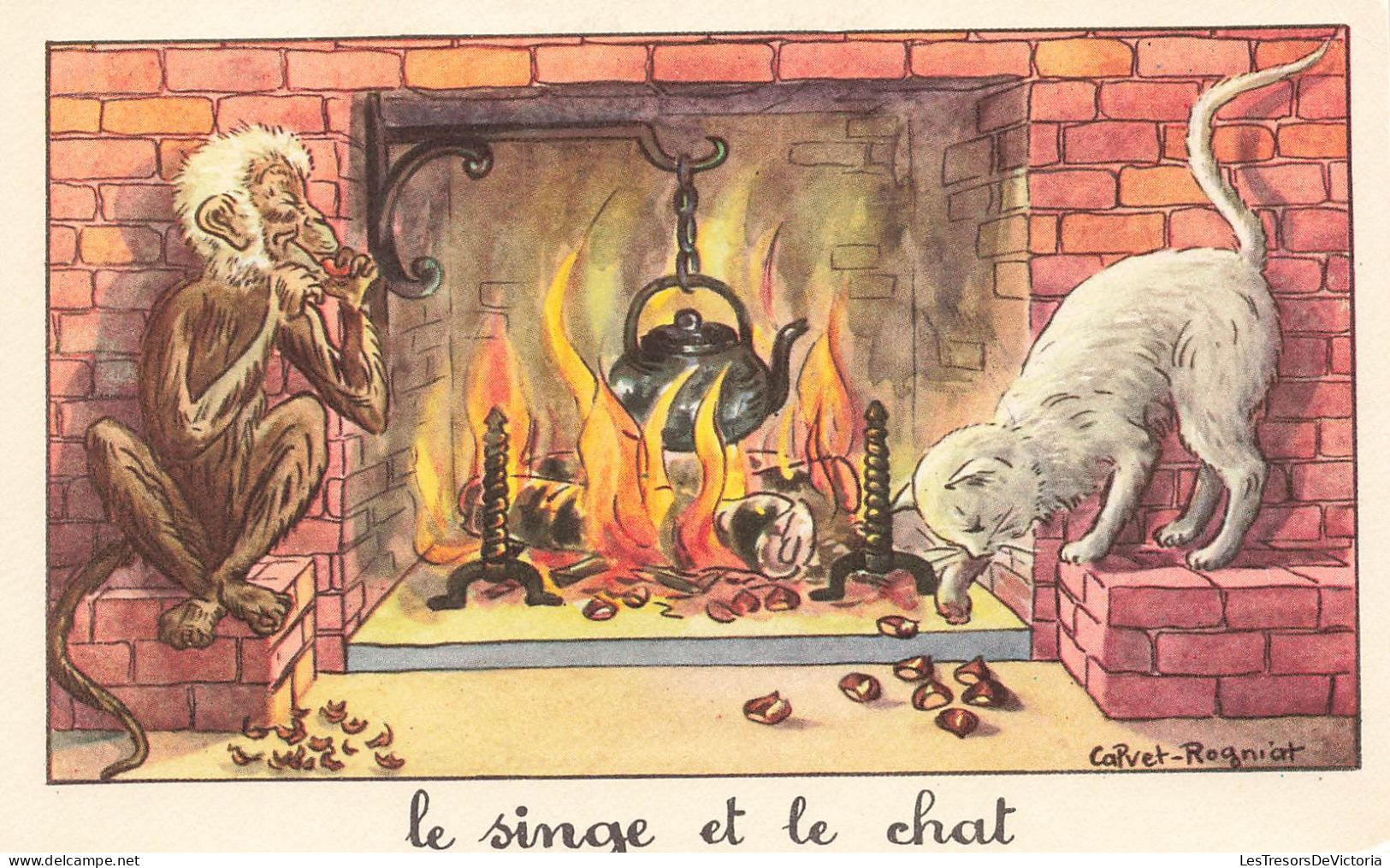 CONTES FABLES ET LEGENDES - Le Singe Et Le Chat - J. De La Fontaine - Colorisé - Carte Postale Ancienne - Fairy Tales, Popular Stories & Legends