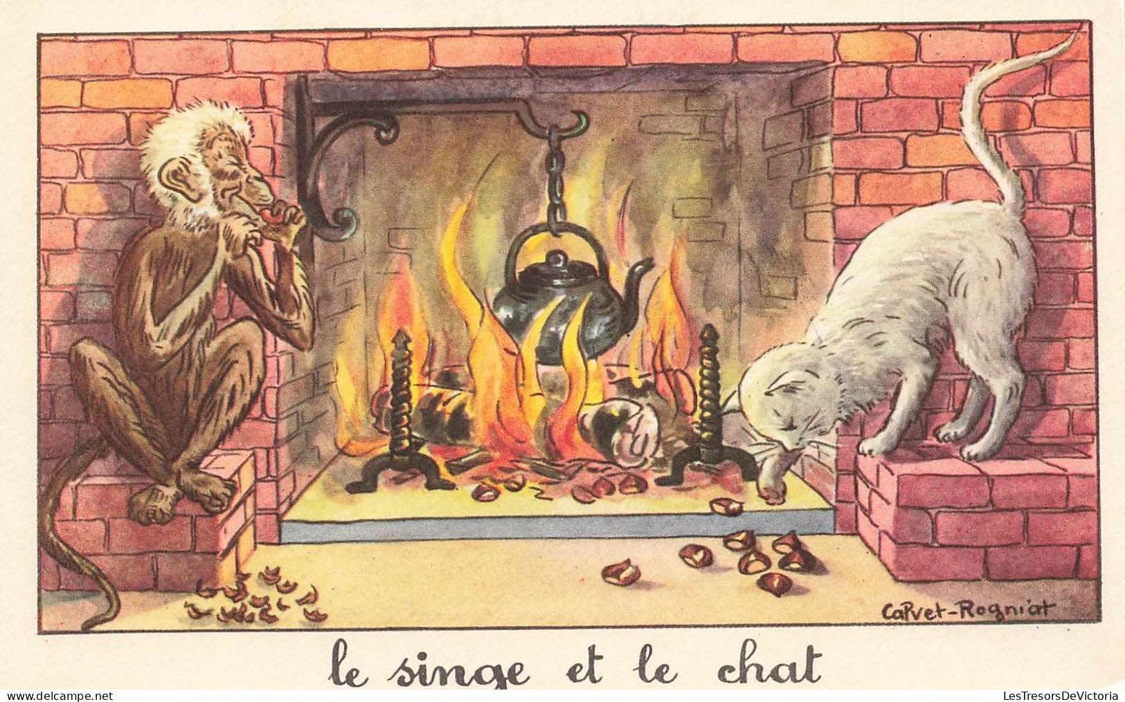 CONTES FABLES ET LEGENDES - Le Singe Et Le Chat - J. De La Fontaine - Colorisé - Carte Postale Ancienne - Fiabe, Racconti Popolari & Leggende