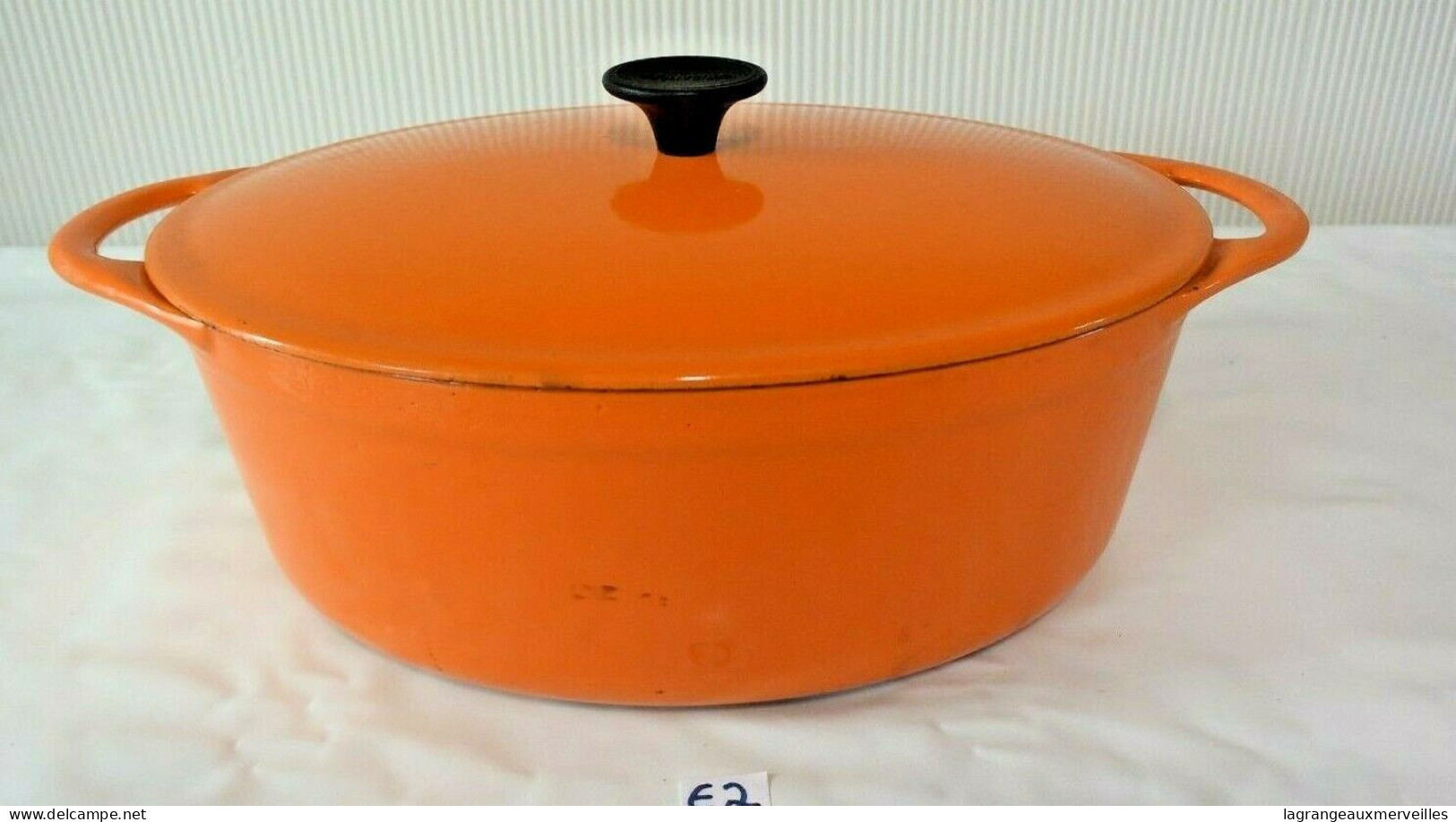 E2 Ancienne Cocote Au Feu - Cousances 12 - Vintage - Orange - Plats