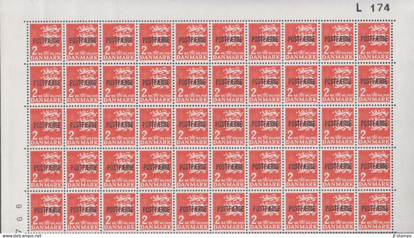 1972. Postfærge. 2 Kr. Red In 50-block With Upper Corner Margin L 174 Never Hinged.  (Michel PF45) - JF538514 - Paketmarken