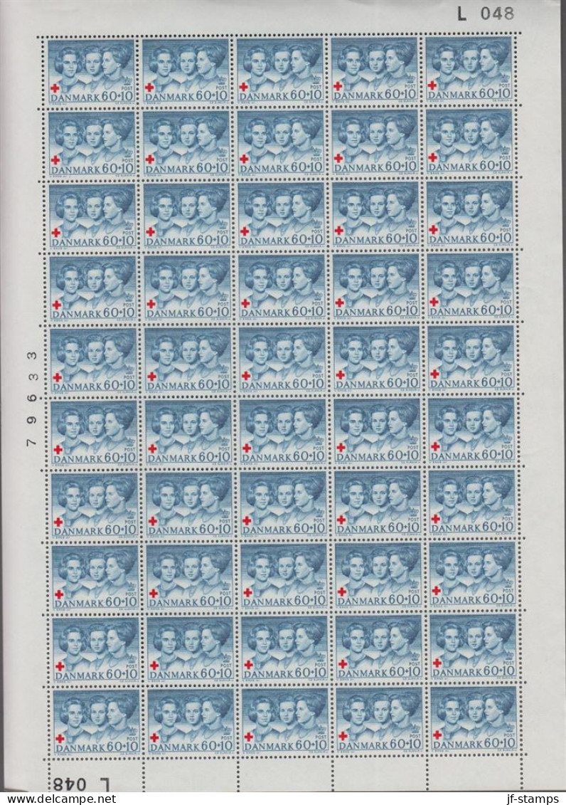 1964. DANMARK. 60 + 10 ØRE RED CROSS 3 PRINCESSES In Never Hinged Sheet (50 Stamps) With Marg... (Michel 422) - JF538691 - Briefe U. Dokumente