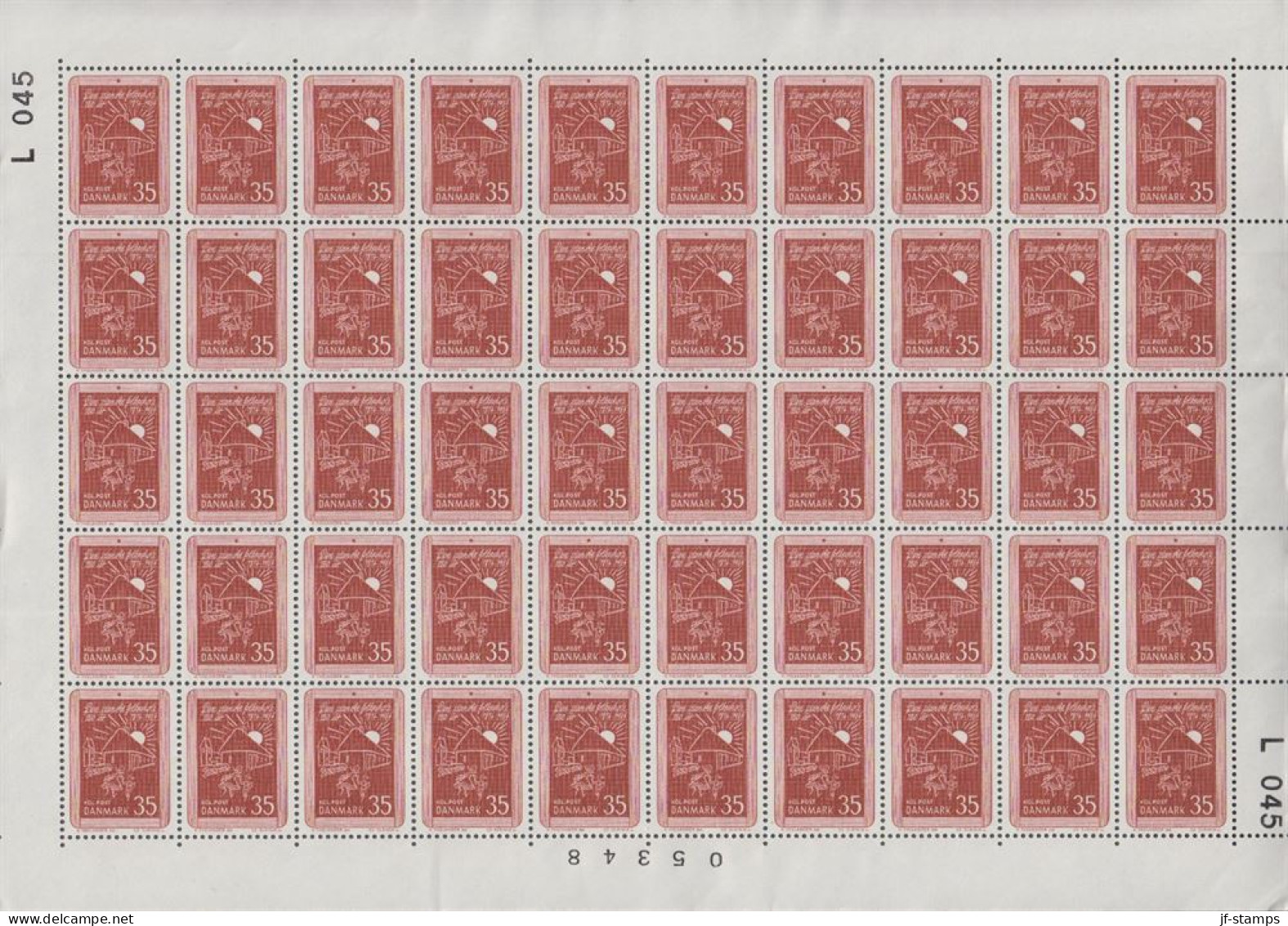 1964. DANMARK. 35 ØRE DEN DANSKE FOLKESKOLE In Never Hinged Sheet (50 Stamps) With Margin Nu... (Michel 420y) - JF538695 - Brieven En Documenten