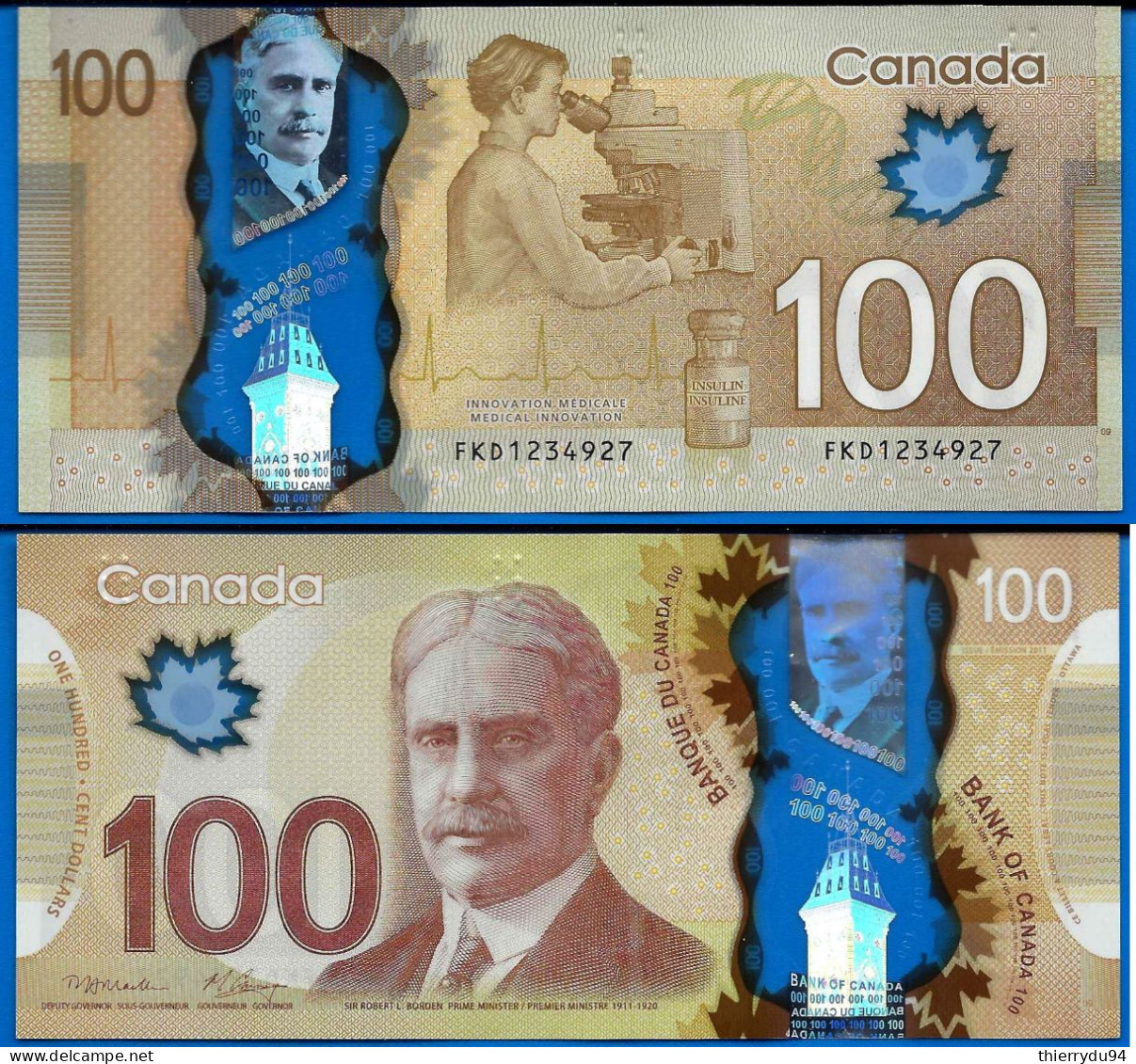 Canada 100 Dollars 2011 Prefixe FKD Polymere Billet Que Prix + Port - Kanada