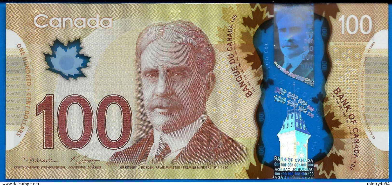 Canada 100 Dollars 2011 Prefixe FKD Polymere Billet Que Prix + Port - Kanada