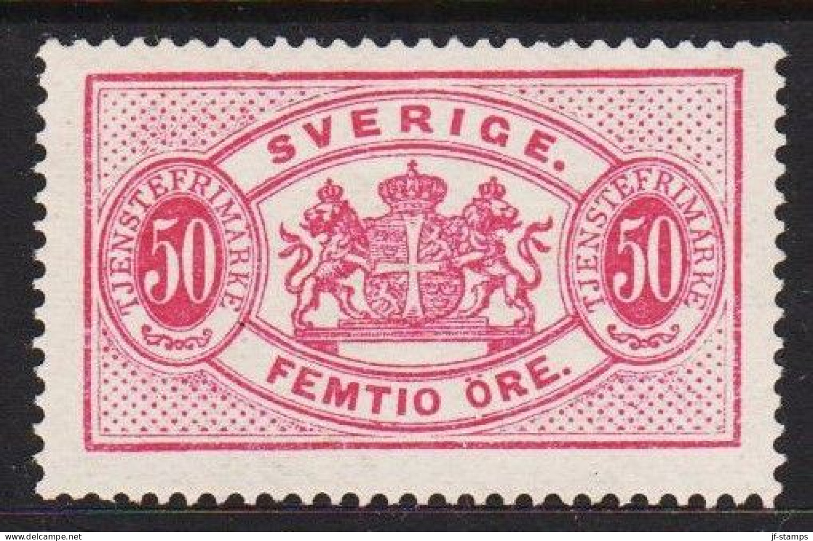 1877-1882. SVERIGE. TJENSTEFRIMÄRKE. Coat-of-Arms. Perf. 13. 50 ÖRE. Beautiful Stamp Ver... (Michel Di. 10Bb) - JF538711 - Dienstmarken