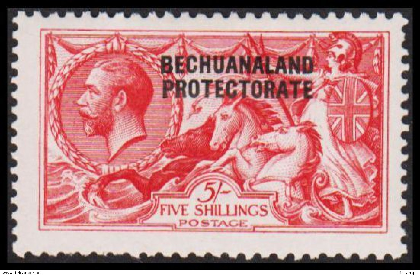 1914-1923. BECHUANALAND. BECHUANALAND PROTECTORATE Overprint On Georg V. Seahorses 5/- FIVE SH... (MICHEL 70) - JF538789 - 1885-1964 Protectoraat Van Bechuanaland