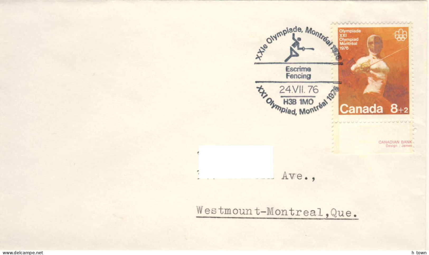 953  Jeux Olympiques Montreal 1976, Escrime - Fencing Pictorial Cancel From Canada - Fechten