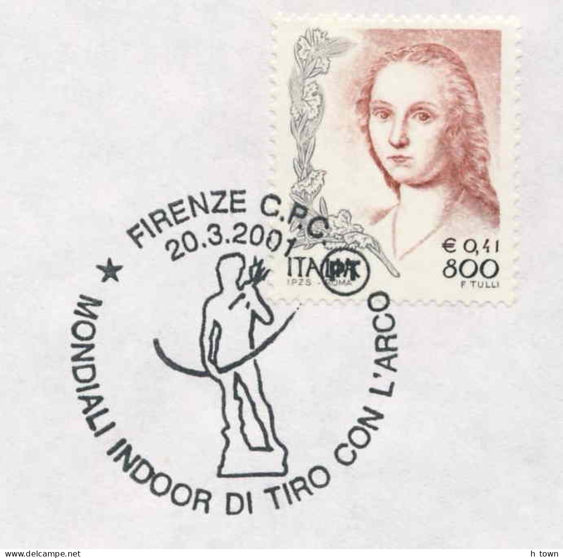 953  Tir à L'arc: Oblitération Temporaire D'Italie, 2001 - Archery Pictorial Cancel From Firenze, Italy - Tiro Al Arco