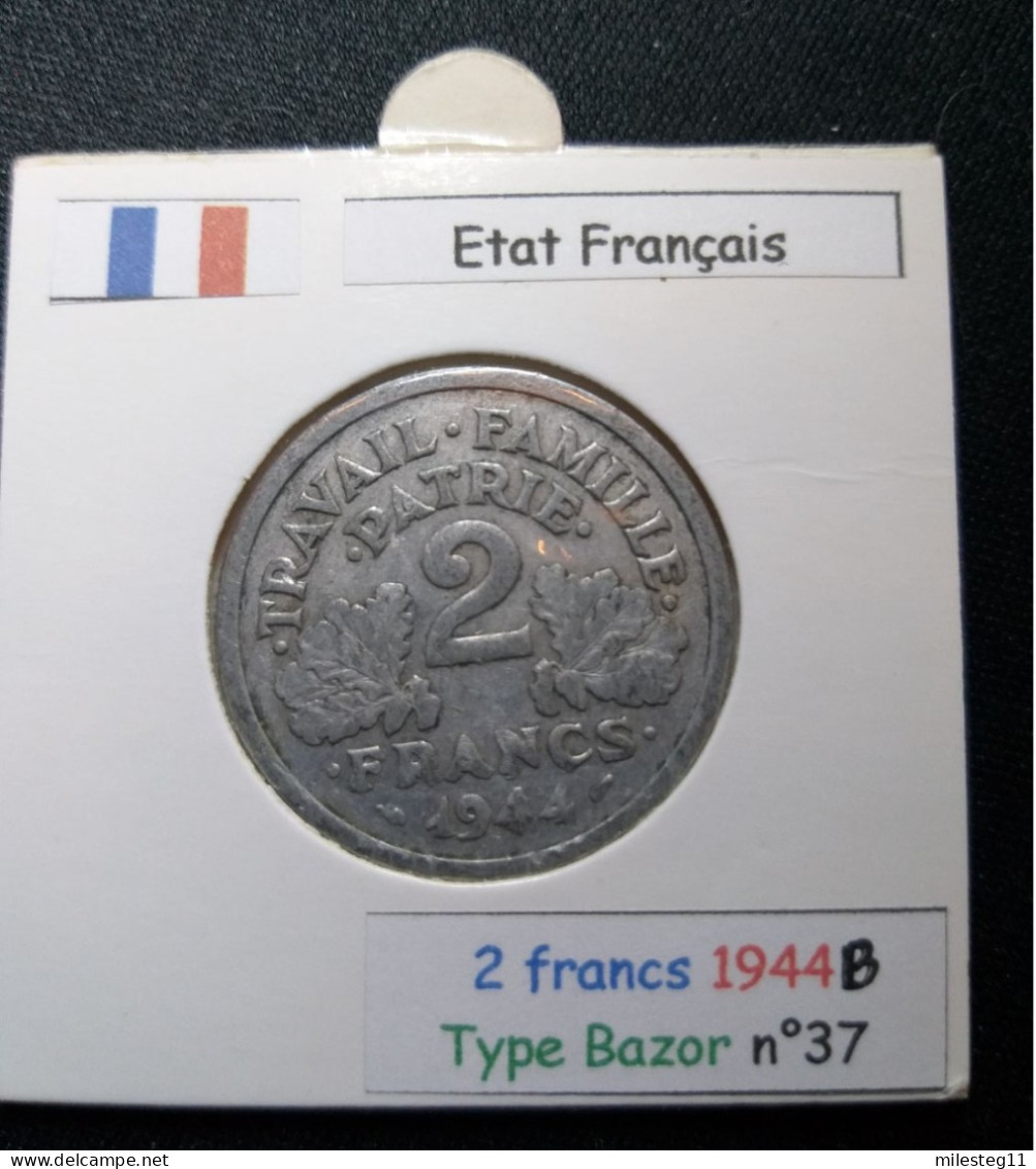 France 1944B 2 Francs Type Bazor (réf Gadoury N°536) - 2 Francs