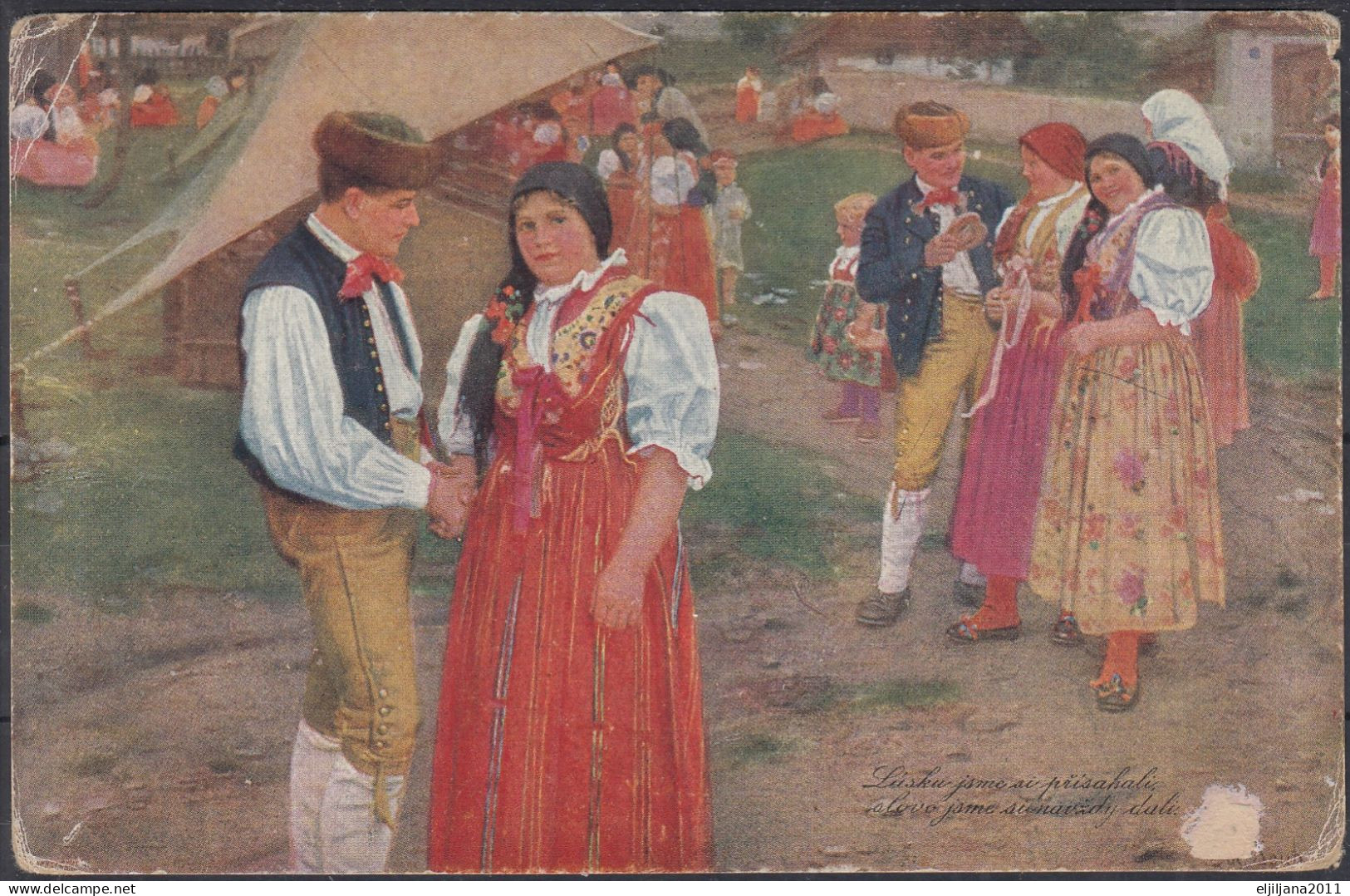 Czech Art Josef Douba " The Bartered Bride " Comic Opera Czech Composer Bedrich Smetana ⁕ V.K.K.V. 311-1 Postcard - Opéra